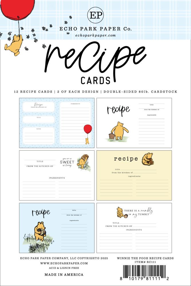 Recipe Cards - Winnie The Pooh Collection