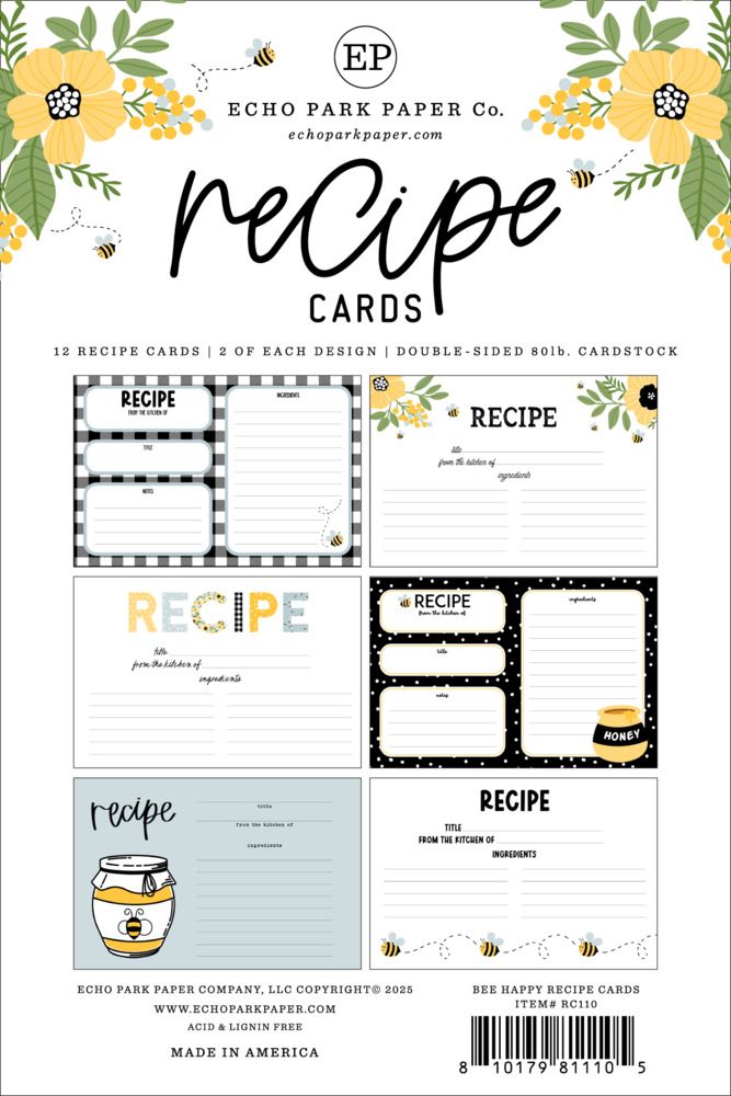 Recipe Cards - Bee Happy Collection