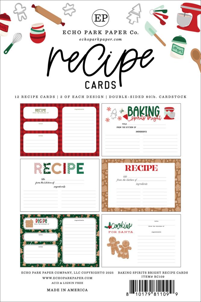 Recipe Cards - Baking Spirits Bright Collection