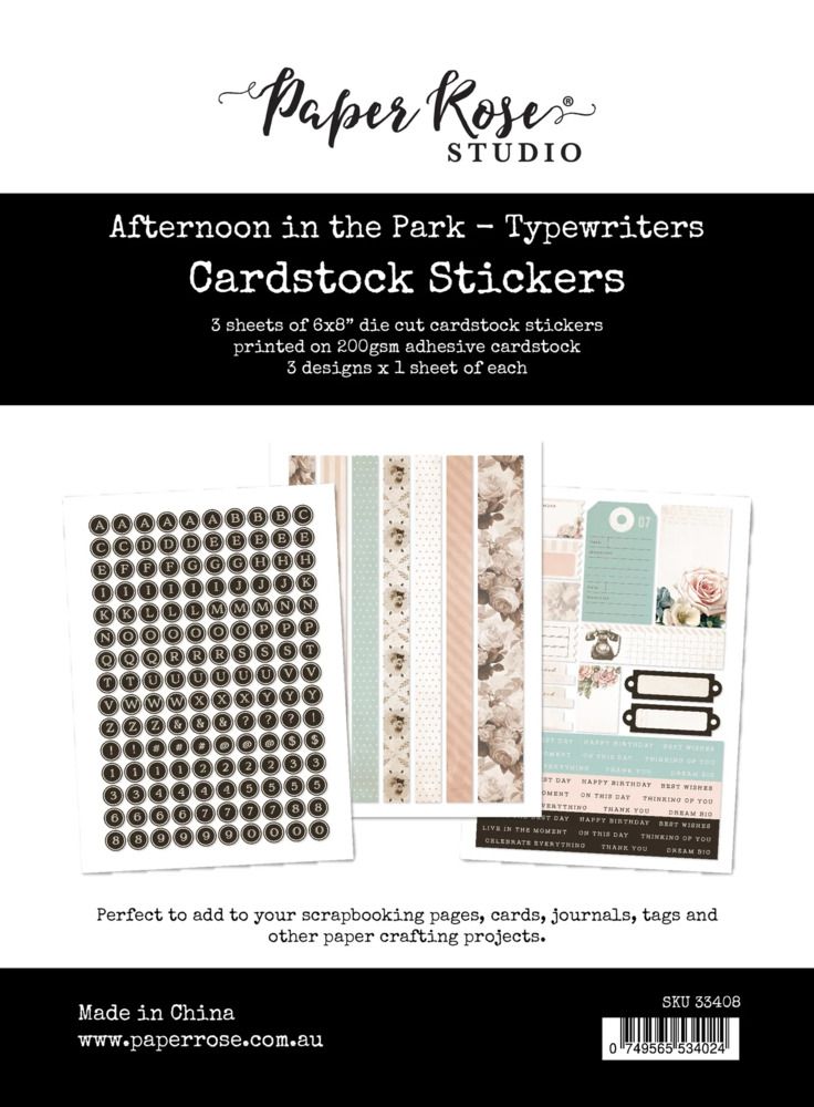 Typewriters - 6x8 Cardstock Sticker Pack - Afternoon in the Park Collection
