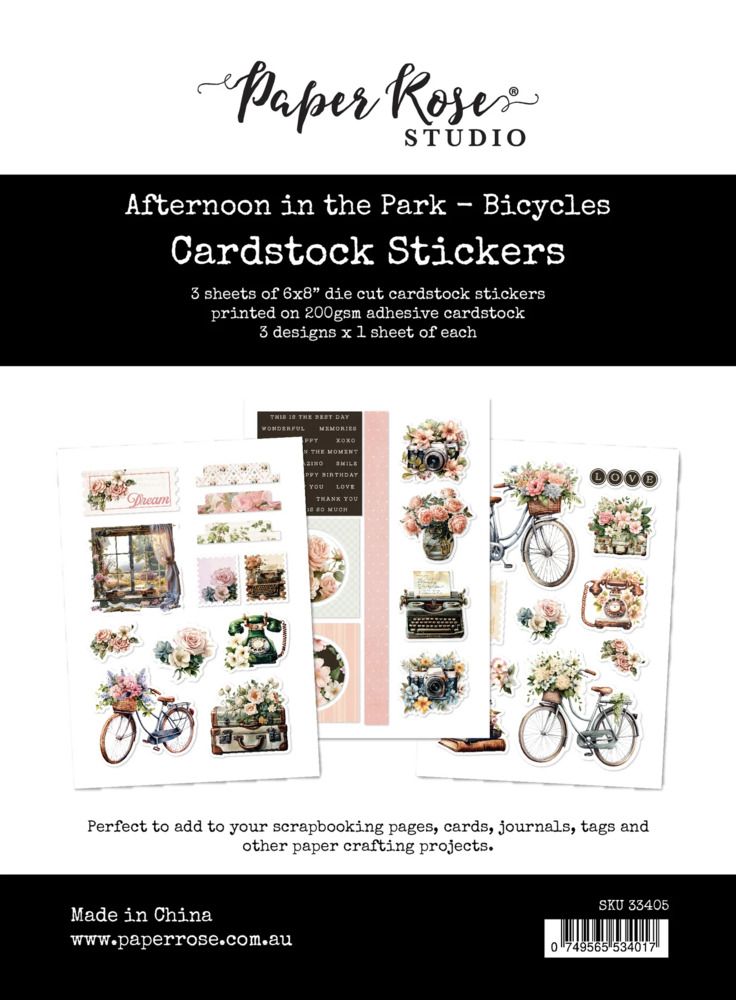 Bicycles - 6x8 Cardstock Sticker Pack - Afternoon in the Park Collection