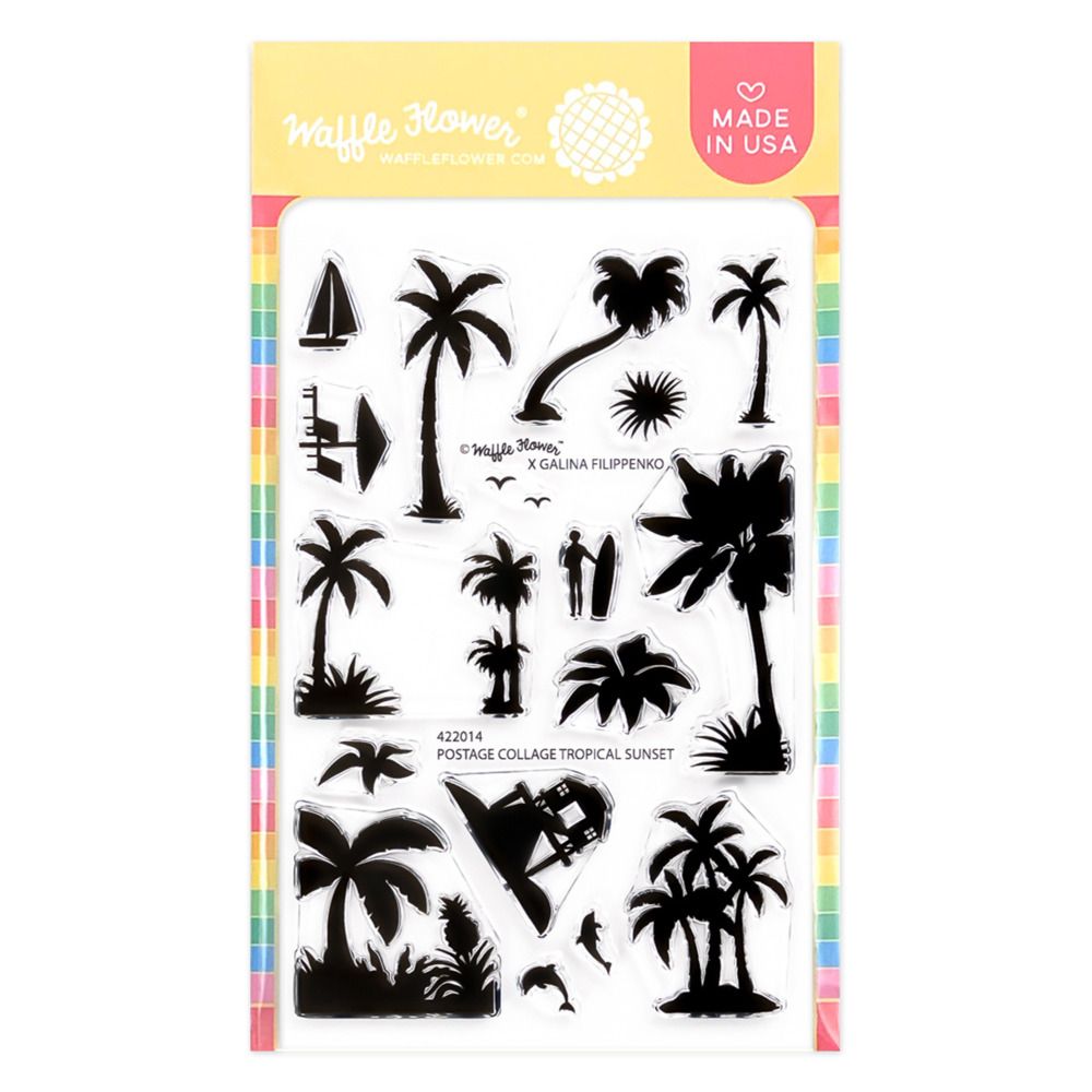 Postage Collage Tropical Sunset - Clear Stamp Set