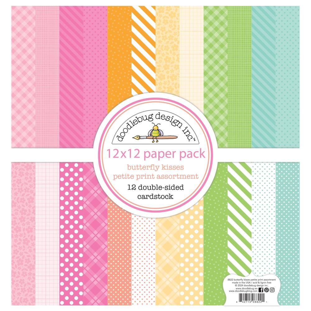 12x12 Petite Print Cardstock Assortment - Butterfly Kisses Collection