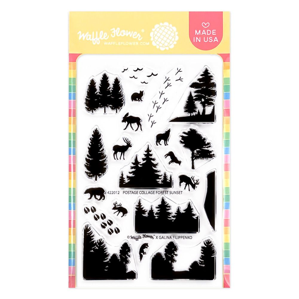 Postage Collage Forest Sunset - Clear Stamp Set