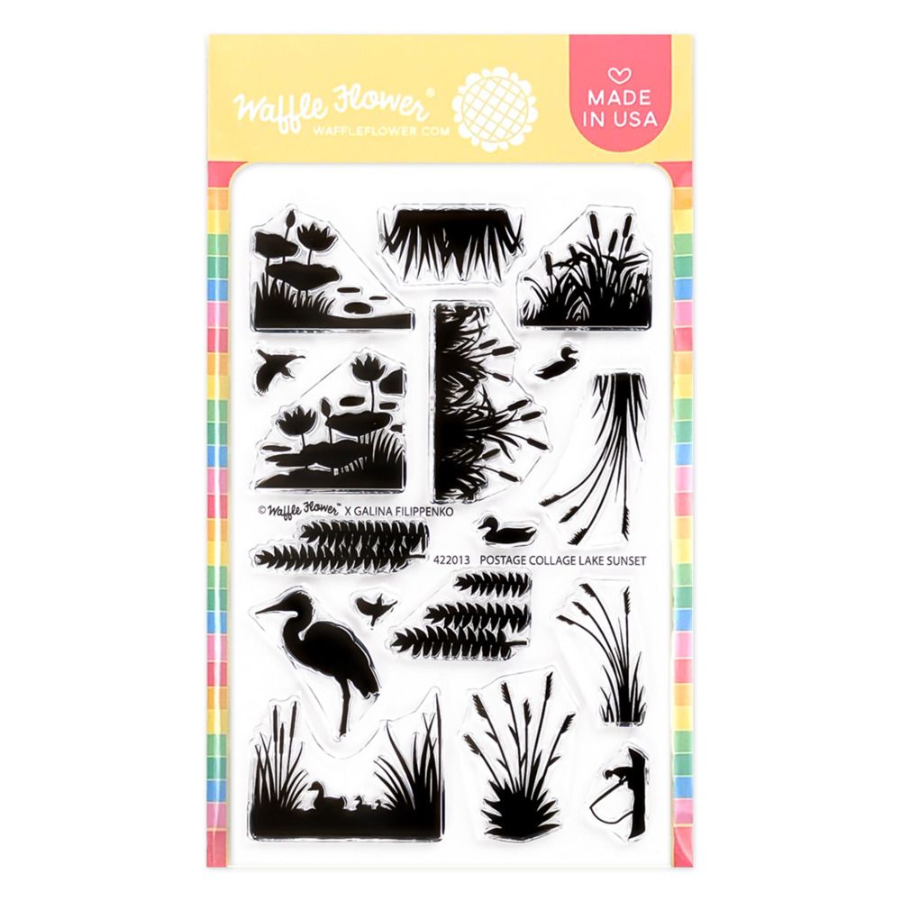 Postage Collage Lake Sunset - Clear Stamp Set