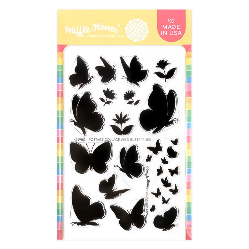 Postage Collage Wild Butterflies - Clear Stamp Set