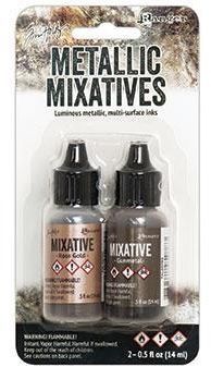 Rose Gold &amp; Gunmetal - Metallic Mixative - Tim Holtz Alcohol Ink Set
