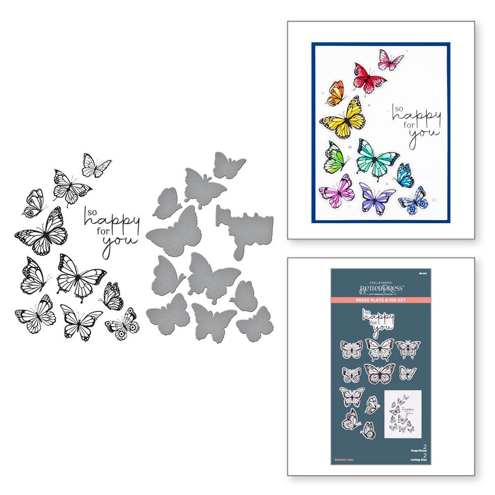 Butterfly Swirl - BetterPress Plates &amp; Dies