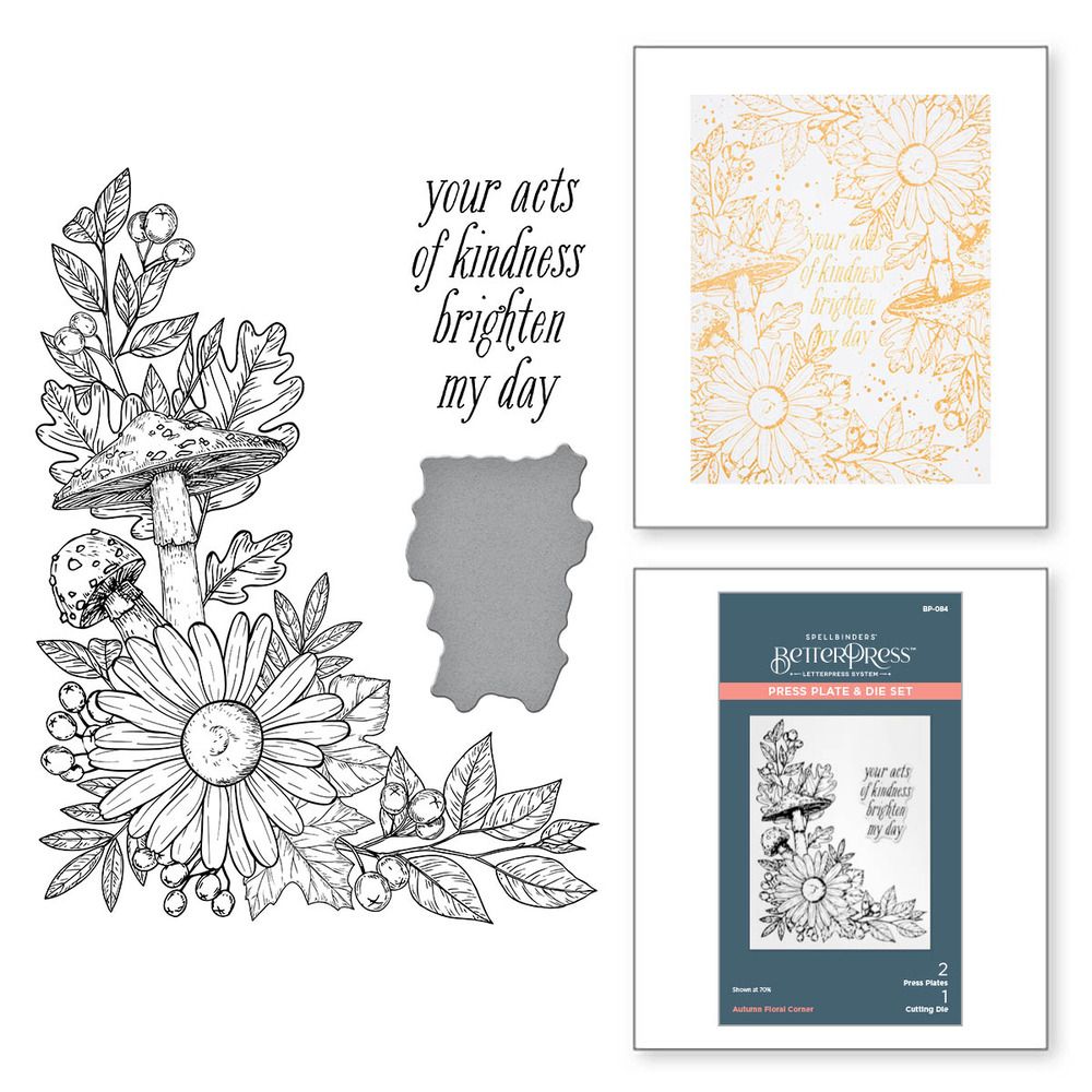Autumn Floral Corner - BetterPress Press Plate &amp; Die Set