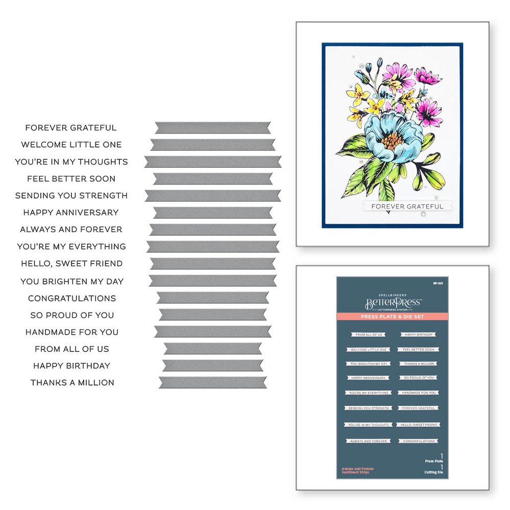 Always and Forever Sentiment Strips - BetterPress Plates &amp; Dies