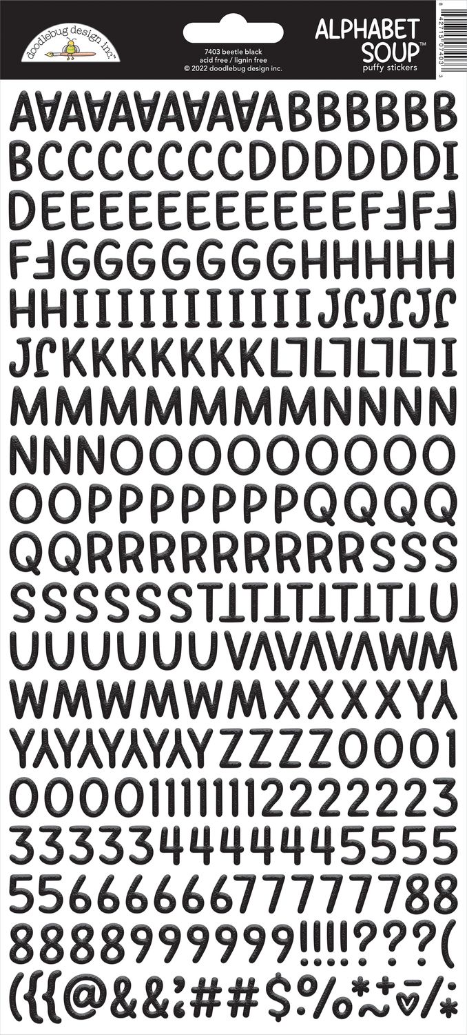 Beetle Black - Alphabet Soup - Puffy Alphabet Stickers