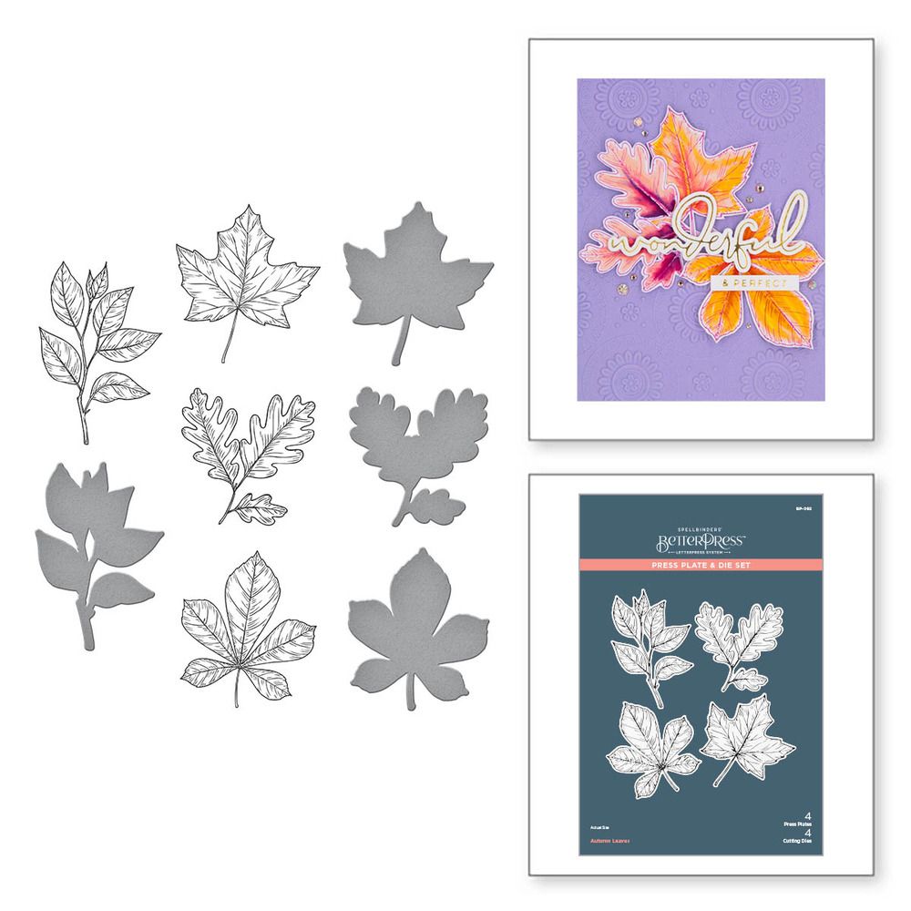 Autumn Leaves - BetterPress Press Plate &amp; Die Set