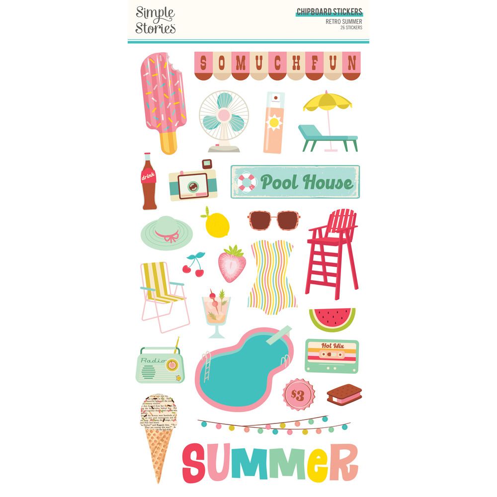 Chipboard Stickers - Retro Summer Collection
