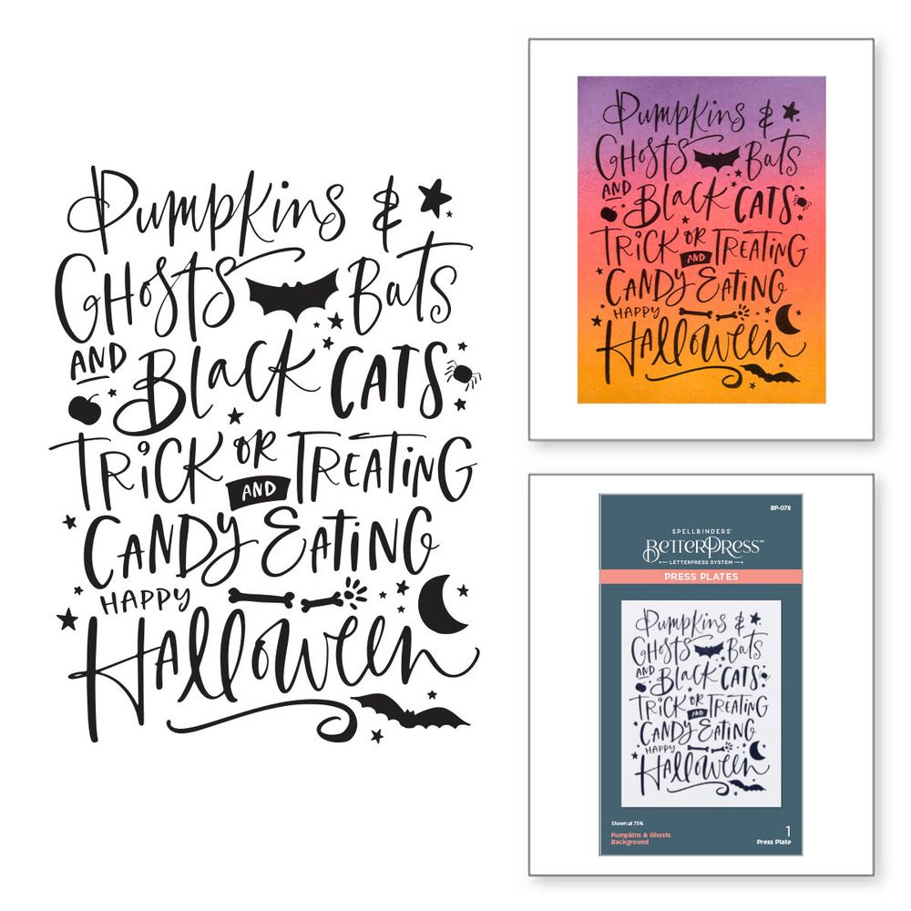 Pumpkins &amp; Ghosts Background - BetterPress Press Plate