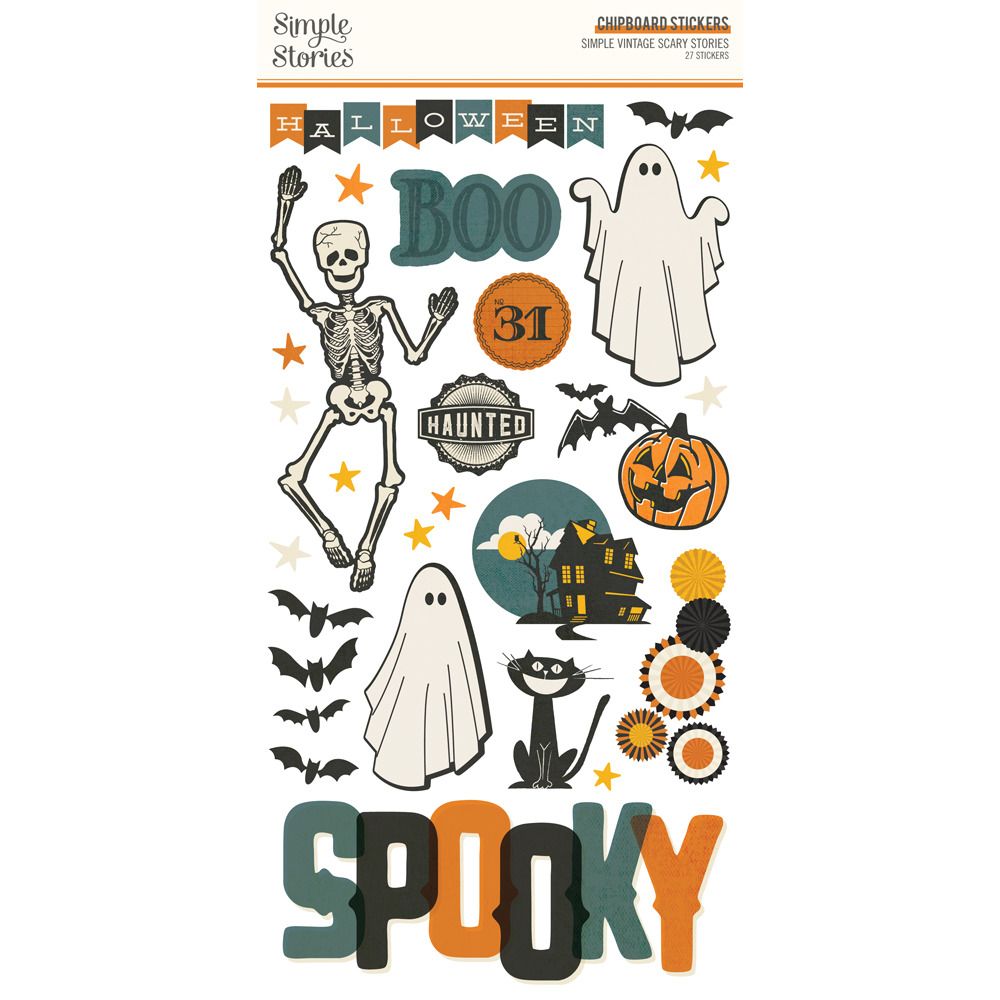 Chipboard Stickers - Simple Vintage Scary Stories Collection