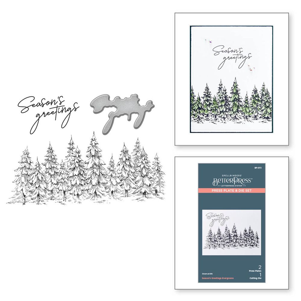 Seasons Greetings Evergreens - BetterPress Plate &amp; Die Set
