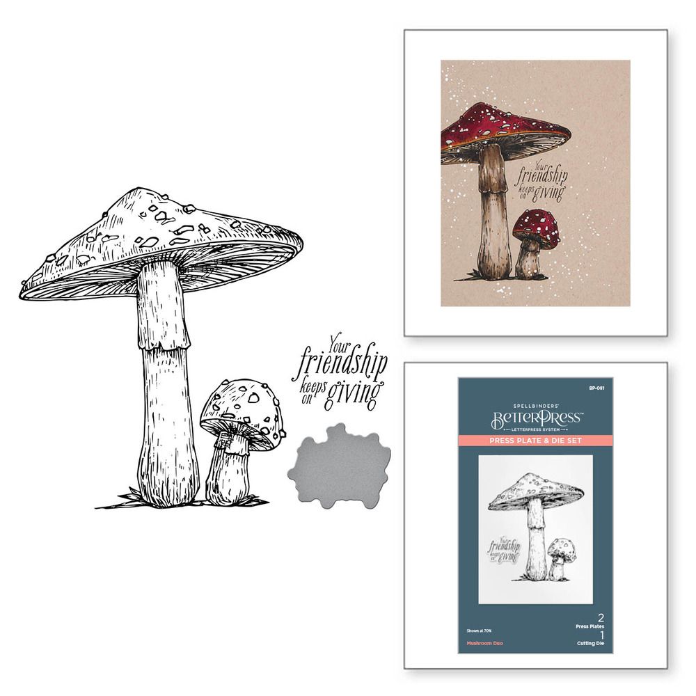 Mushroom Duo - BetterPress Press Plate &amp; Die Set