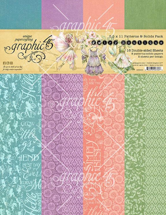 8.5x11 Patterns &amp; Solids Paper Pack - Fairy Boutique Collection