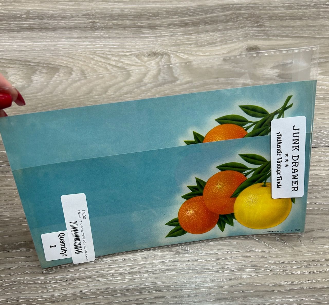 Citrus - 2 Antique 1940&#39;s Can/Crate Labels