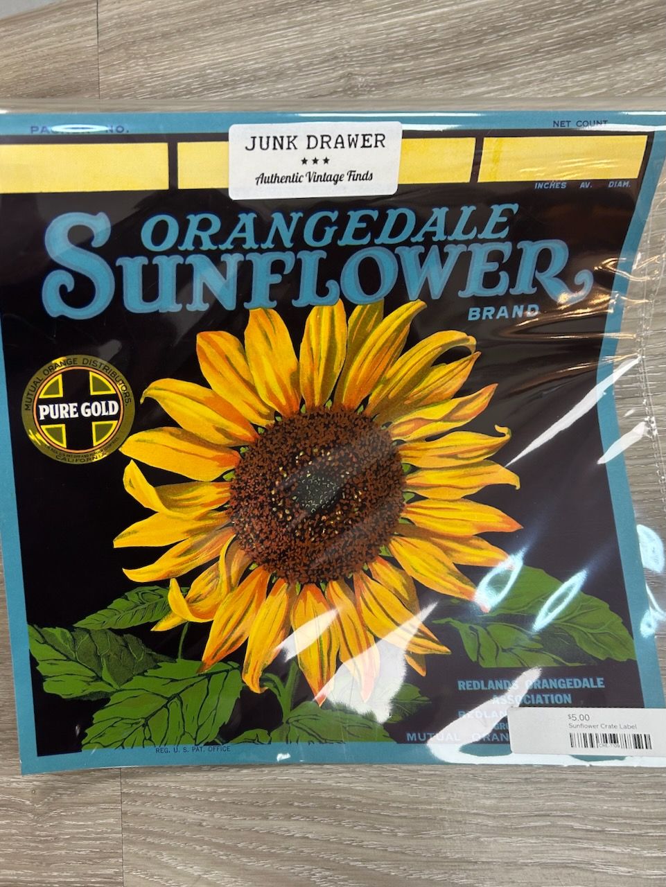 Antique Sunflower Crate Label