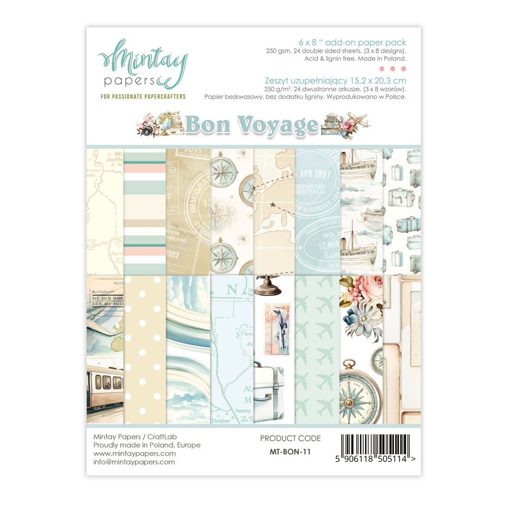 6x8 Add-on Paper Pad - Bon Voyage Collection