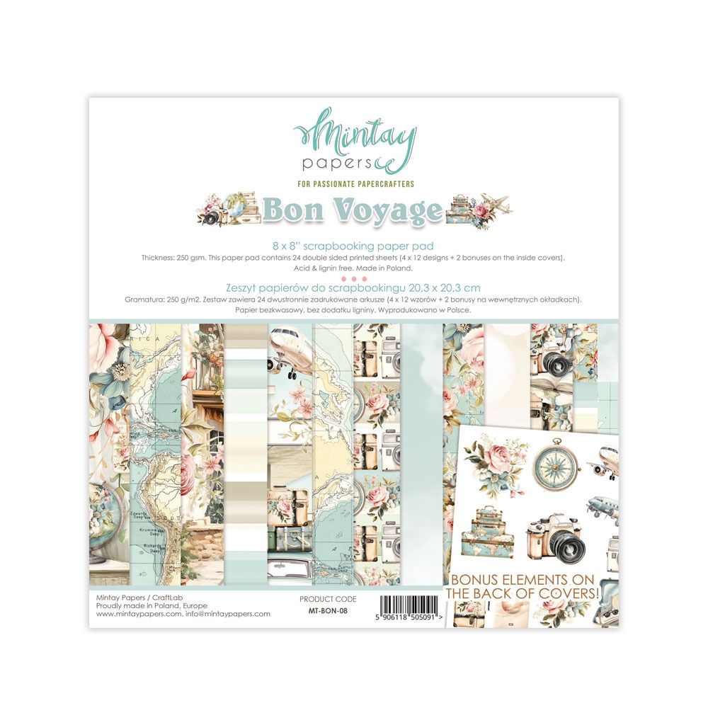 8x8 Paper Pad - Bon Voyage Collection