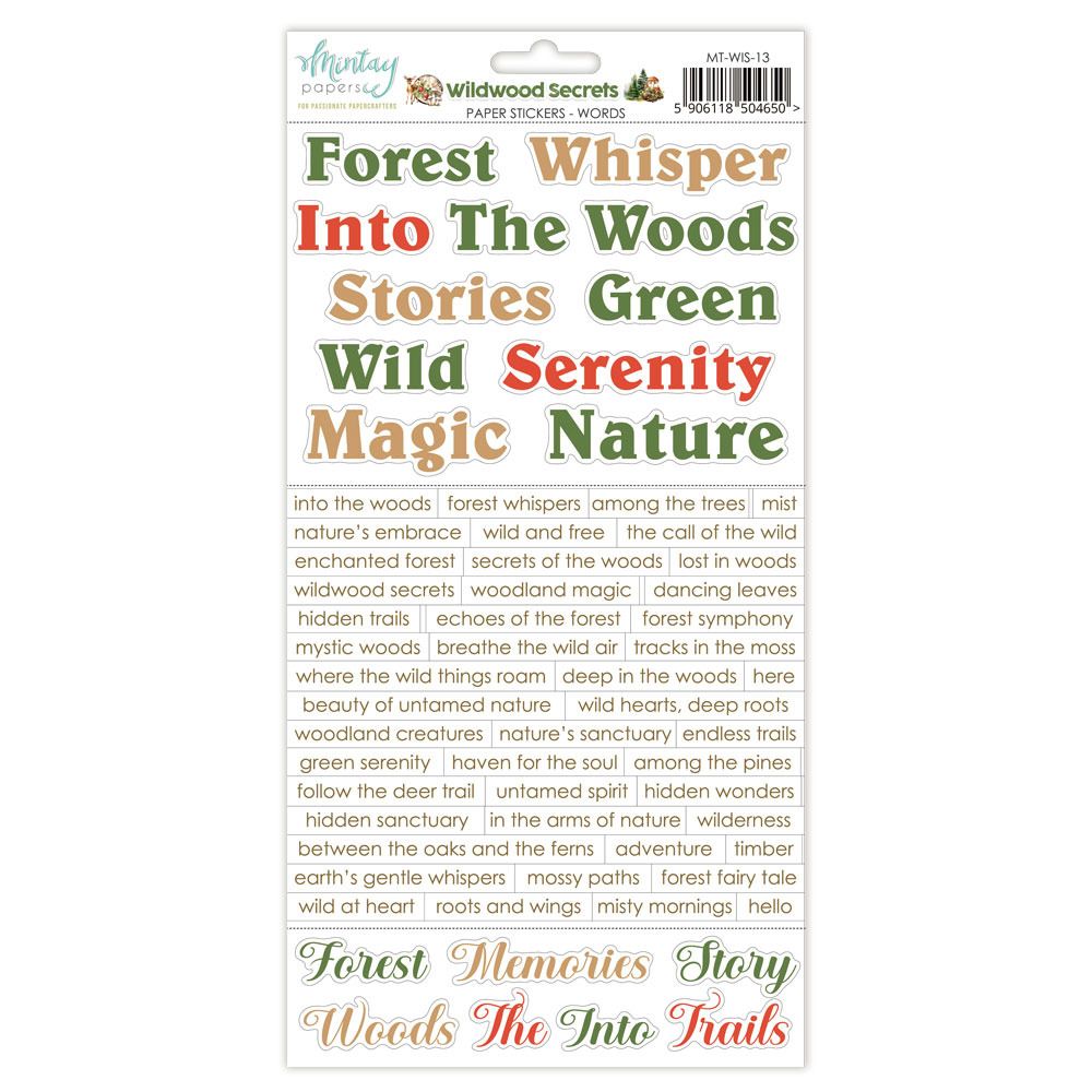 Words - 6x12 Paper Stickers - Wildwood Secrets Collection