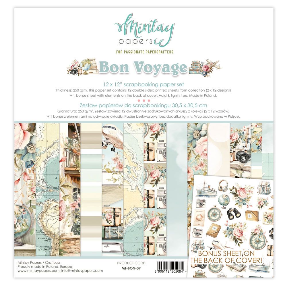12x12 Paper Set - Bon Voyage Collection