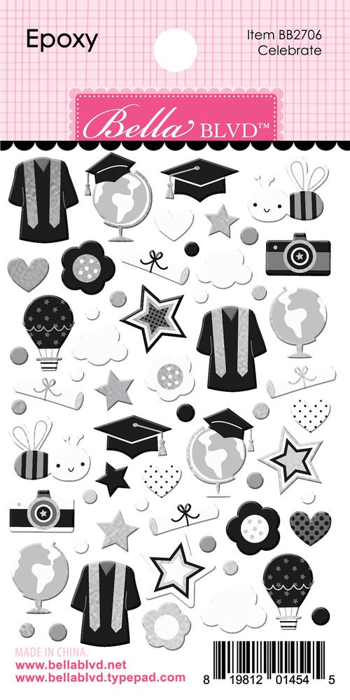 Celebrate - Cap and Gown Collection - Epoxy Stickers