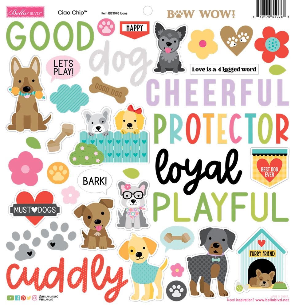 Ciao Chipboard Icons - Bow Wow Collection