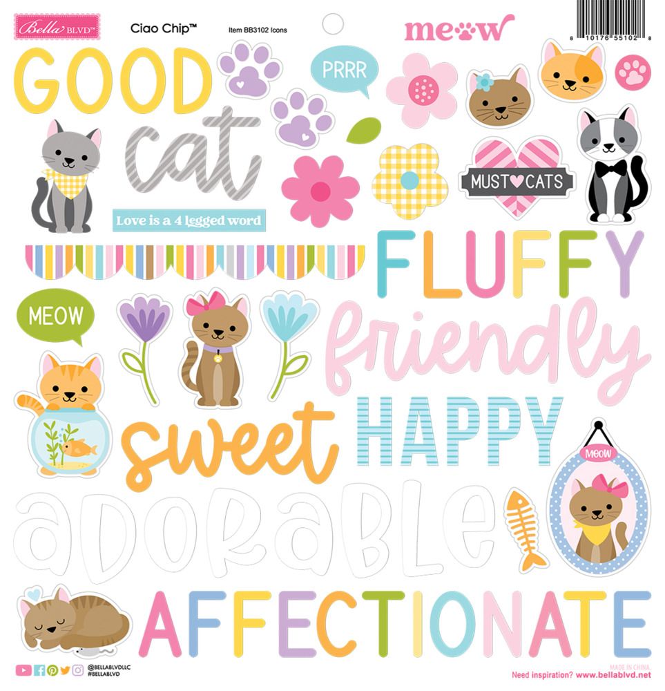 Ciao Chipboard Icons - Meow Collection
