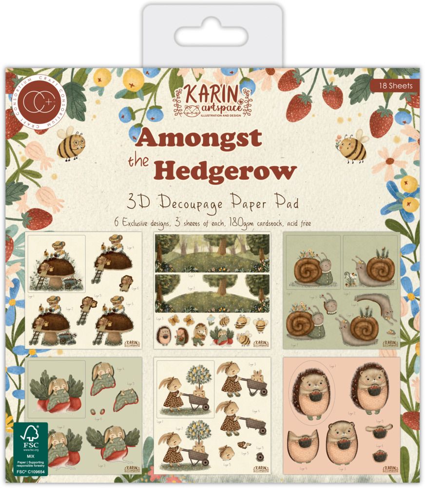 8x8 3D Decoupage Paper Pad - Amongst the Hedgerow Collection