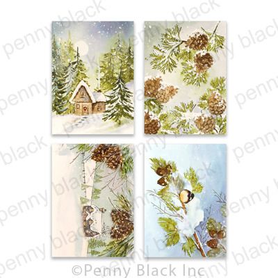 Pinecones and Peace - 3.25x4.5 Cardstock Panels