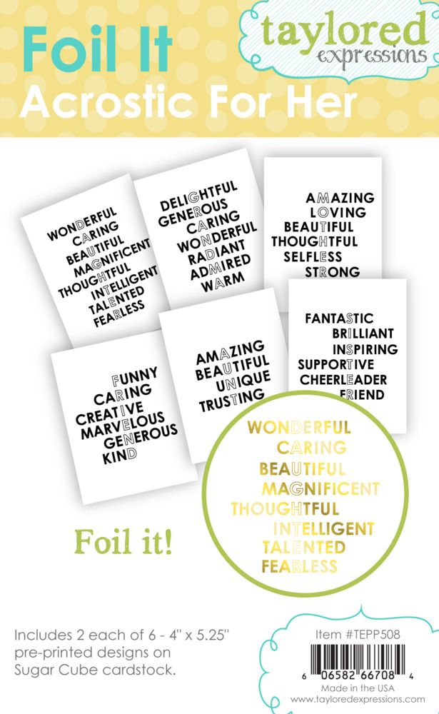 Acrostic For Her - Foil It - Pre-printed Sheets