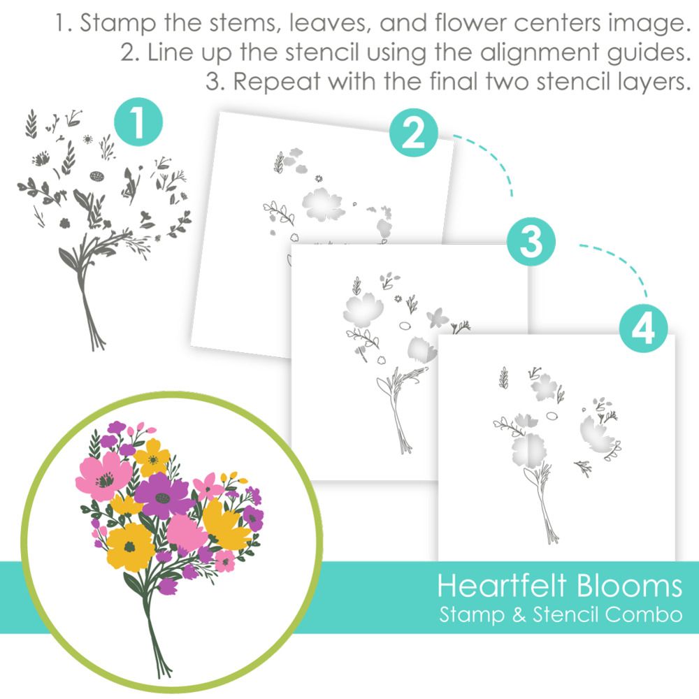 Heartfelt Blooms - Stamp &amp; Stencil Combo
