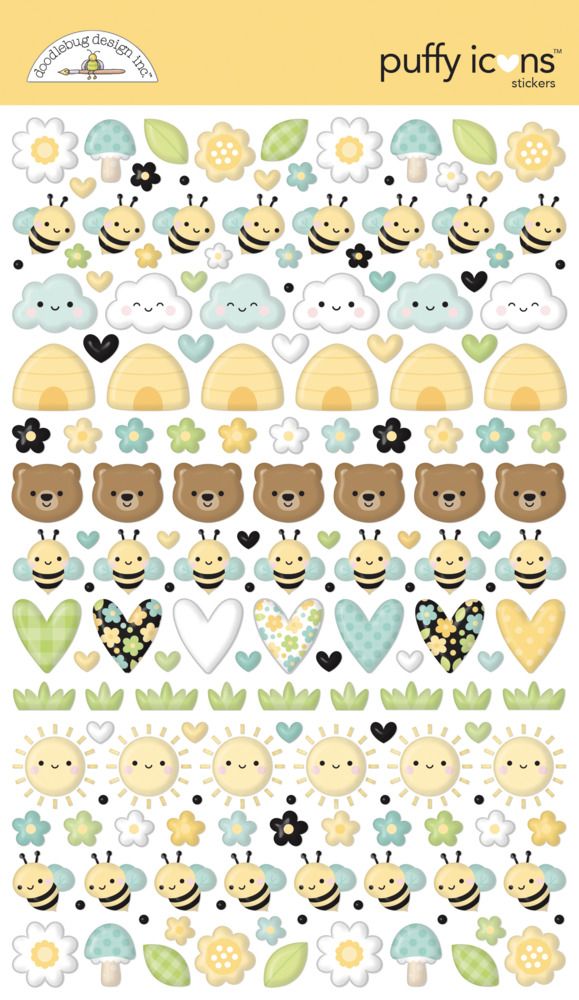 Puffy Icons Stickers - Bee Happy Collection