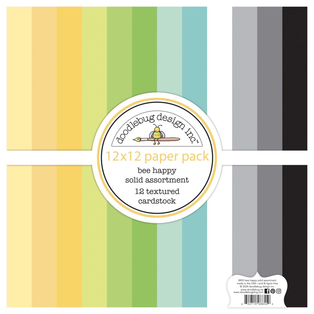 12x12 Textured Cardstock Pack - Bee Happy Collection