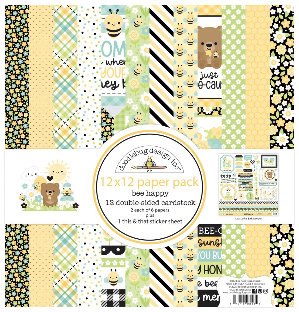 12x12 Paper Pack - Bee Happy Collection