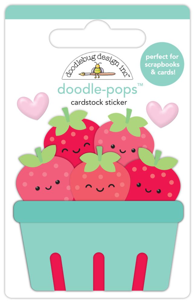 Berry Basket - Doodle-pops 3D Cardstock Sticker - Berry Sweet Collection
