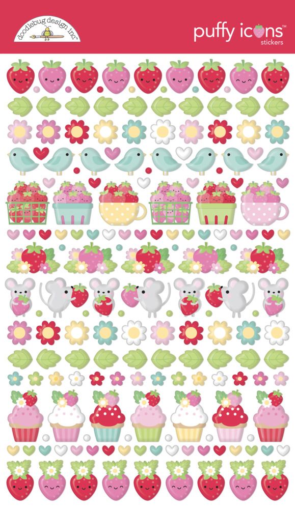 Puffy Icons Stickers - Berry Sweet Collection