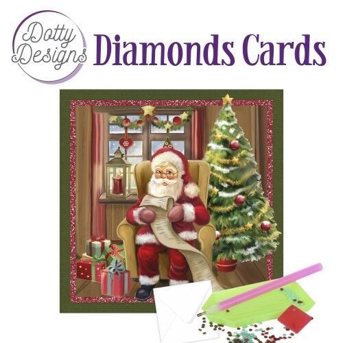 Santa Claus with a Wish List - Dotty Designs Diamond Card Kit