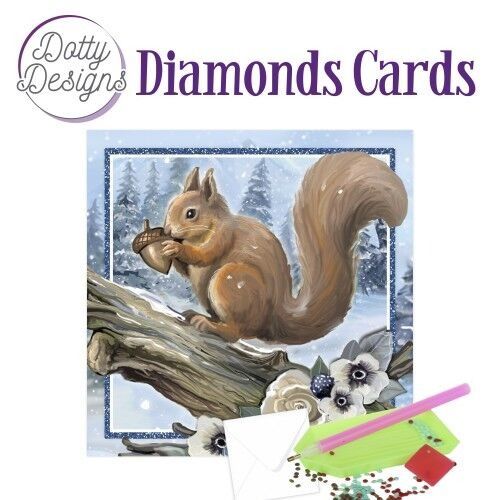 Squirrel in a Snowy Landscape - Dotty Designs Diamond Card Kit