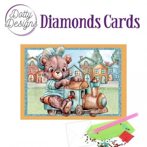 Teddybear on Train - Dotty Designs Diamond Card Kit