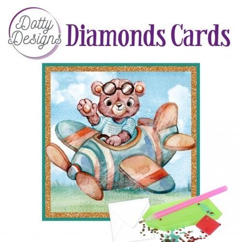 Teddybear in Airplane - Dotty Designs Diamond Card Kit