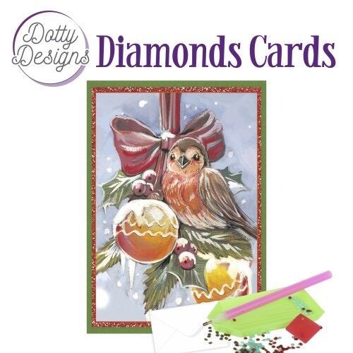 Bird with Christmas Ornaments - Dotty Designs Diamond Card Kit