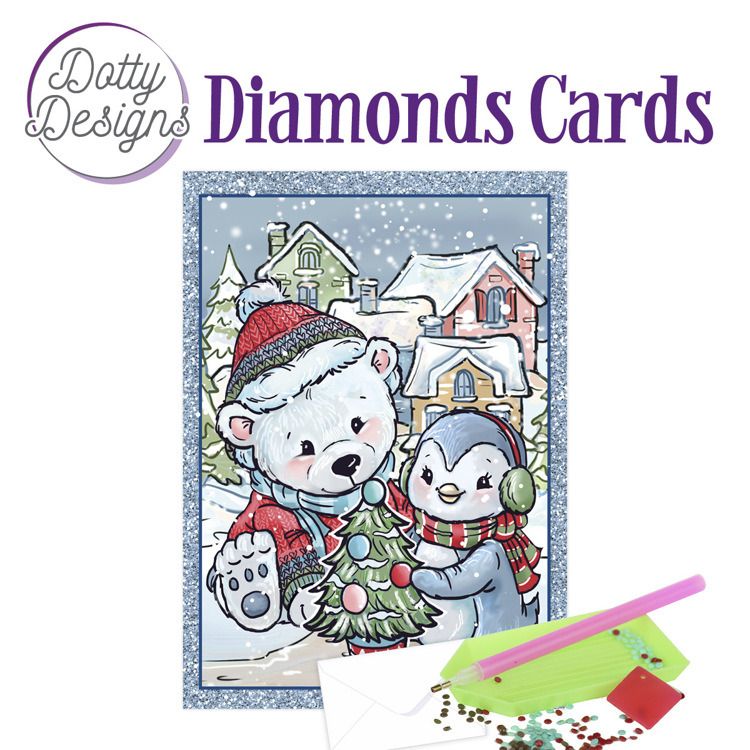Christmas Bear and Penguin - Dotty Designs Diamond Card Kit