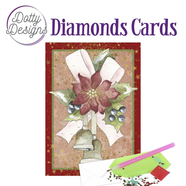 Christmas Bells with Red Flower - Dotty Designs Diamond Card Kit