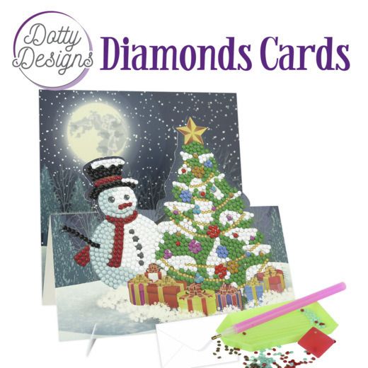 Snowman with Christmas Tree - Dotty Designs Diamond Easel Card Kit