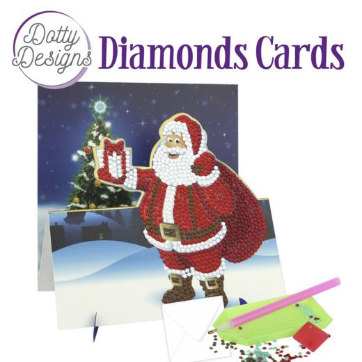 Santa with Present - Dotty Designs Diamond Easel Card Kit