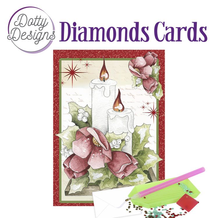 Candles and Red Flowers - Dotty Designs Diamond Card Kit